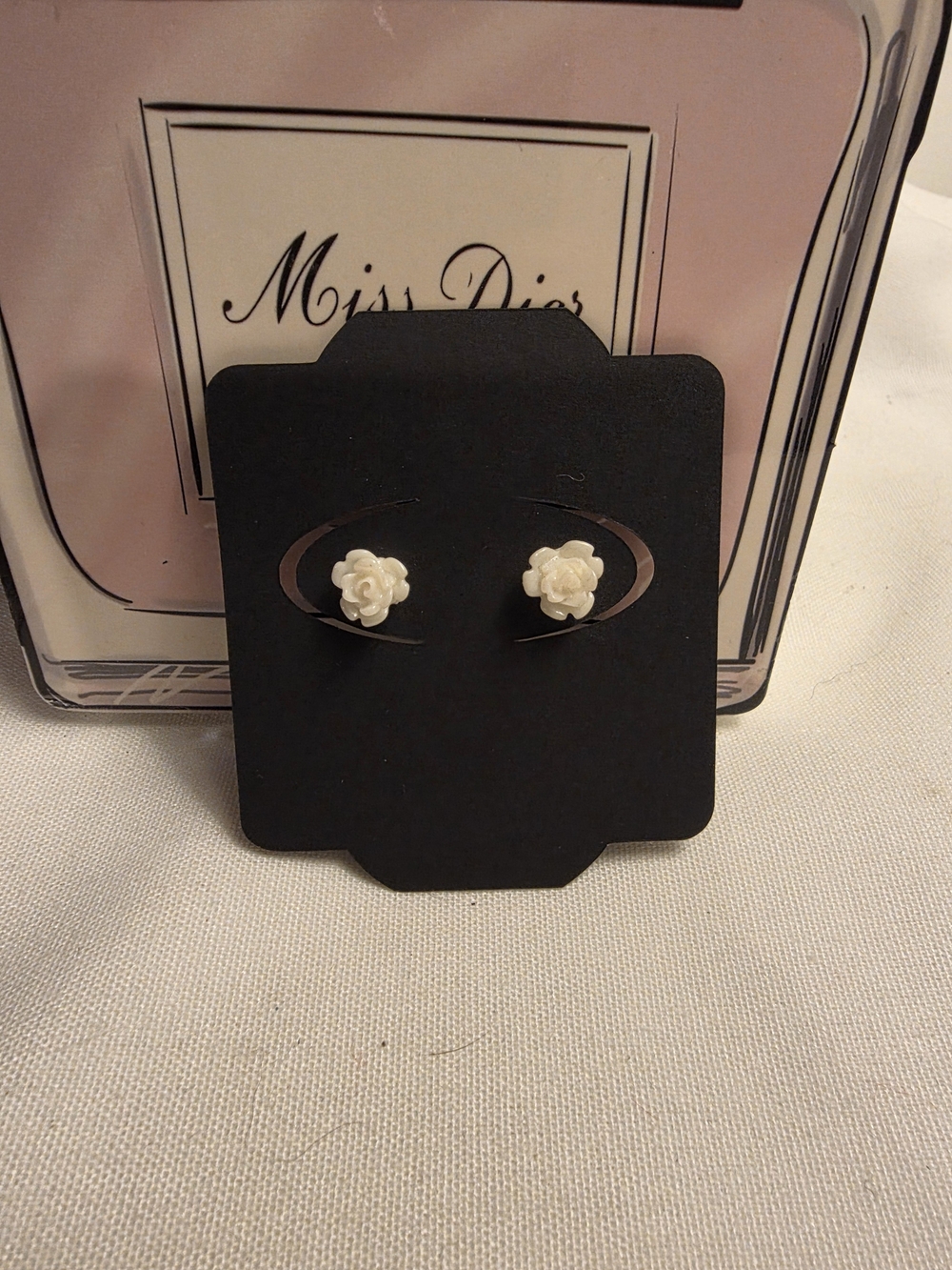 Classic White Rose Stud Earrings
